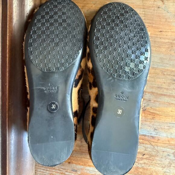 Girls Gucci Leopard Print Patent Leather Ballet Mary Janes EU 30 US 12.5 Italy - Picture 10 of 13